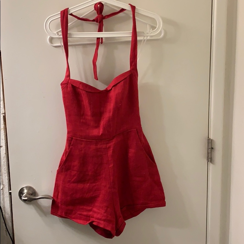 Reformation red liner jumpsuit